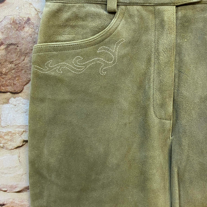 Damen Trachtenlederhose Kniebund Gr. 38 – Spieth & Wensky – olivgrün