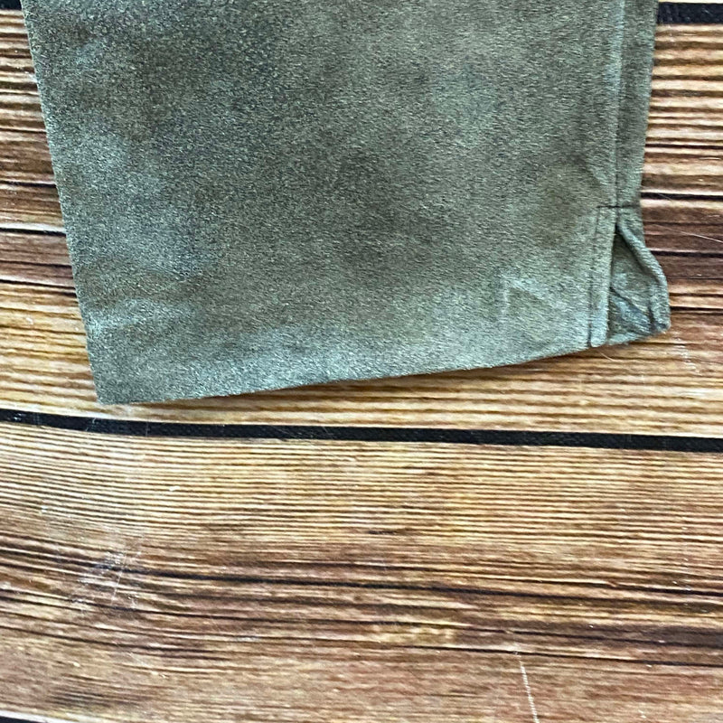Vintage Damen Trachtenlederhose Gr. 44 aus echtem olivgrünem Schweinsleder von Alphorn Trachtenmode mit Knopfleiste, Ansicht 4