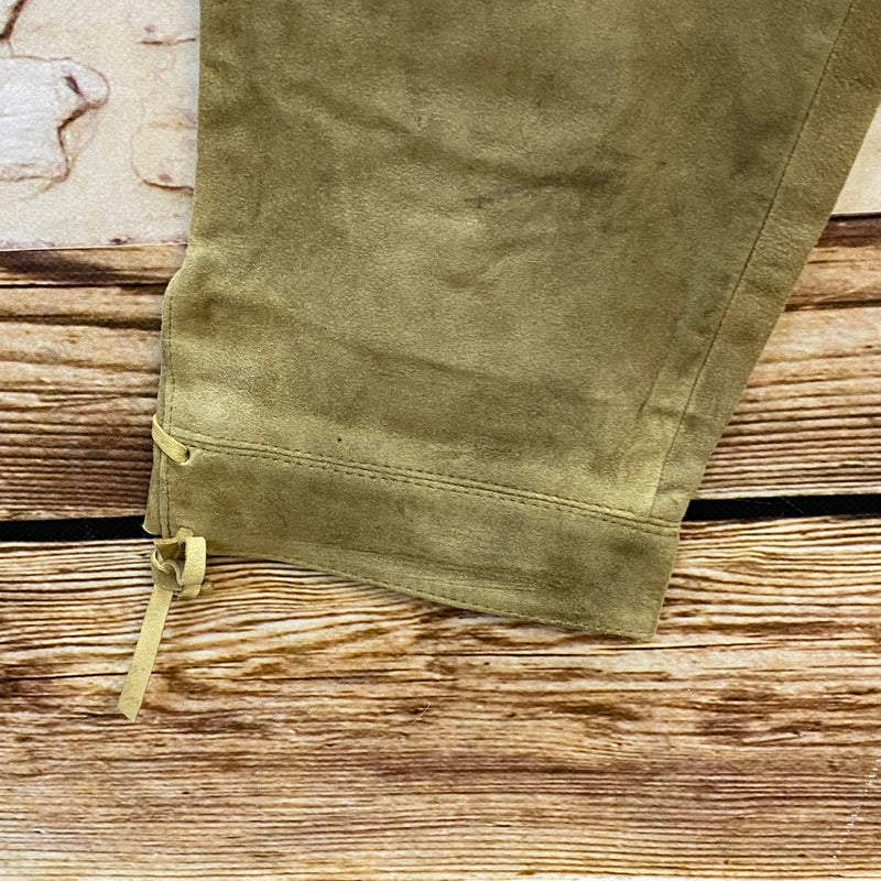 Damen Trachtenlederhose Kniebund Gr. 38 – helloliv mit Stickerei