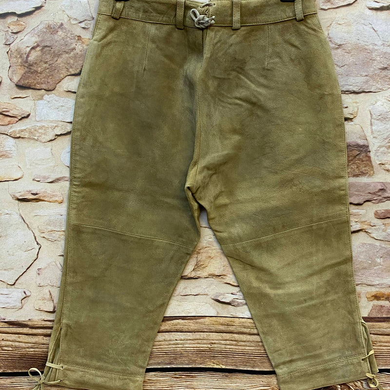 Damen Trachtenlederhose Kniebund Gr. 38 – helloliv mit Stickerei