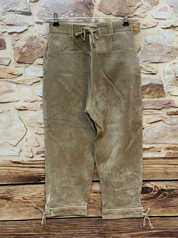 Damen Trachtenlederhose Kniebund Gr. 38 – beige aus Schweinsveloursleder