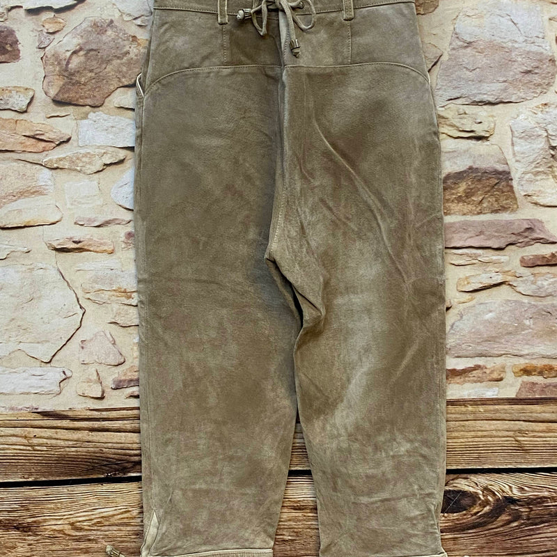 Damen Trachtenlederhose Kniebund Gr. 38 – beige aus Schweinsveloursleder