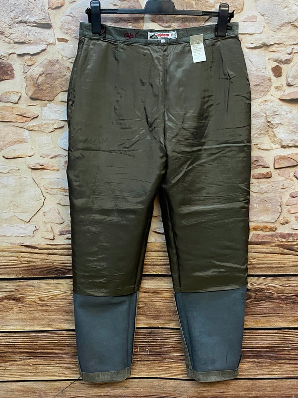 Vintage Damen Trachtenlederhose Gr. 44 aus echtem olivgrünem Schweinsleder von Alphorn Trachtenmode mit Knopfleiste, Ansicht 6