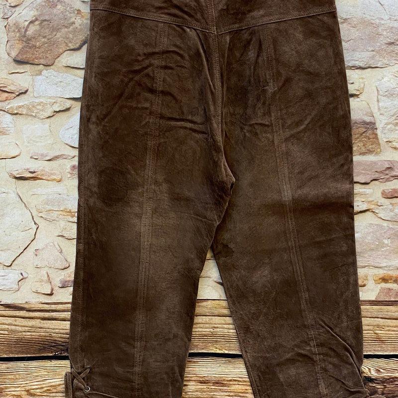 Damen Trachtenlederhose Kniebund Gr. 38 braun mit Edelweiß-Stickerei – Ansicht 4