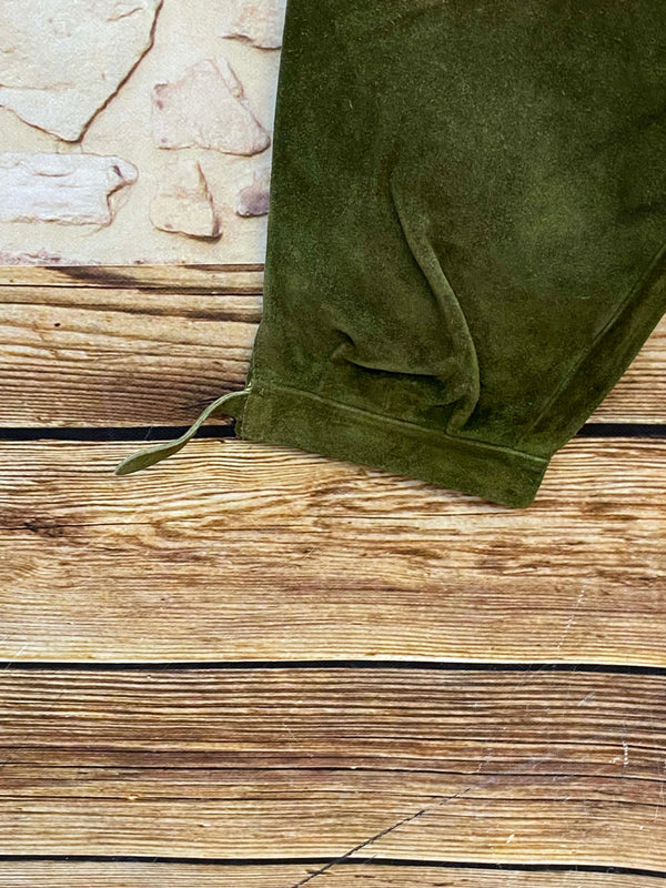 Vintage Trachtenlederhose Damen 3/4 olivgrün Gr. 32