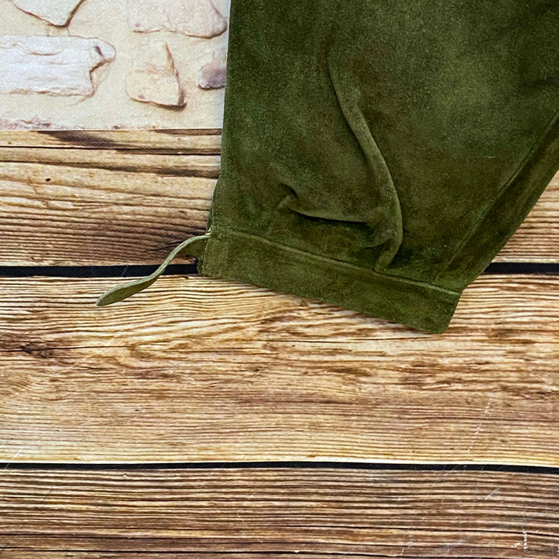 Vintage Trachtenlederhose Damen 3/4 olivgrün Gr. 32
