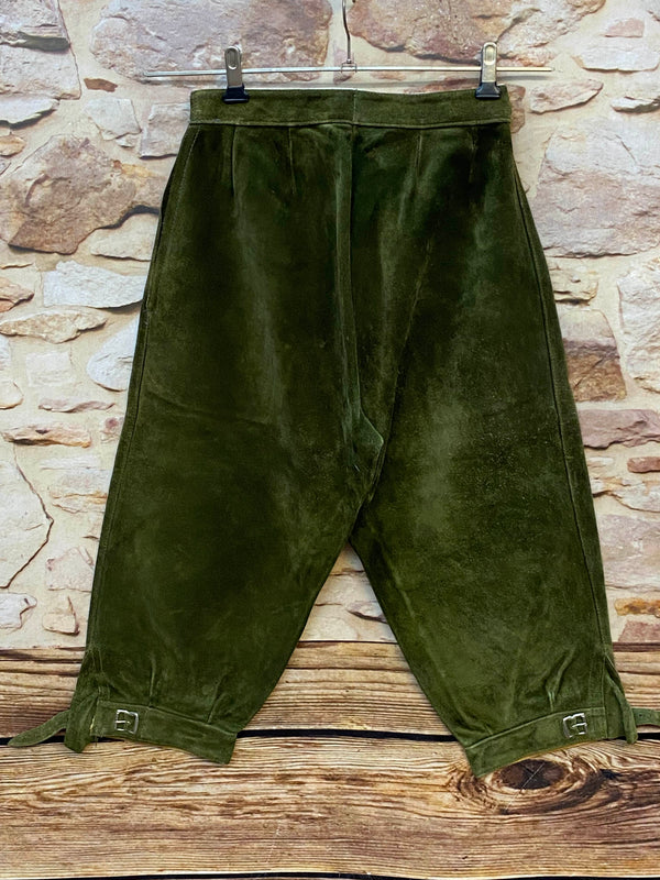 Vintage Trachtenlederhose Damen 3/4 olivgrün Gr. 32