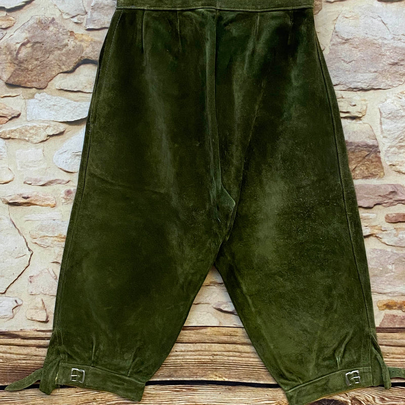 Vintage Trachtenlederhose Damen 3/4 olivgrün Gr. 32