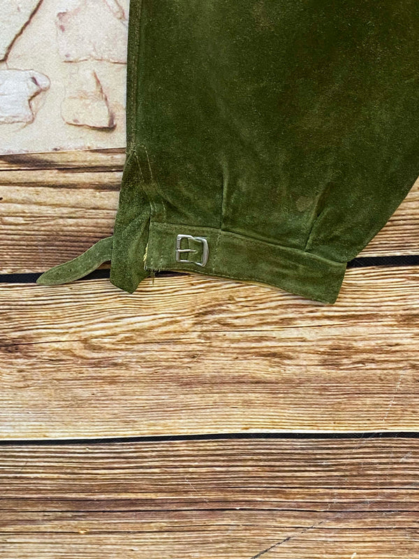 Vintage Trachtenlederhose Damen 3/4 olivgrün Gr. 32