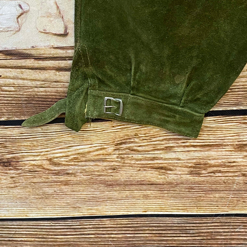 Vintage Trachtenlederhose Damen 3/4 olivgrün Gr. 32