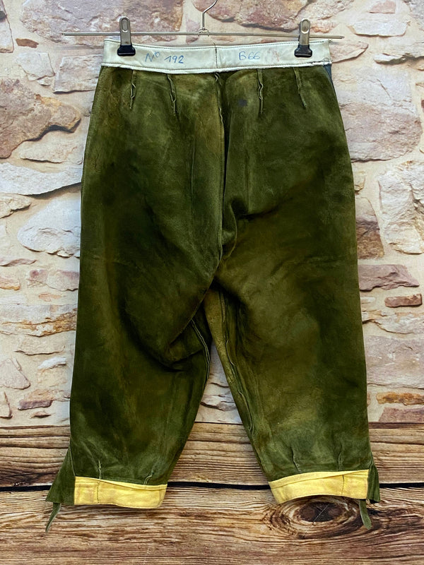 Vintage Trachtenlederhose Damen 3/4 olivgrün Gr. 32