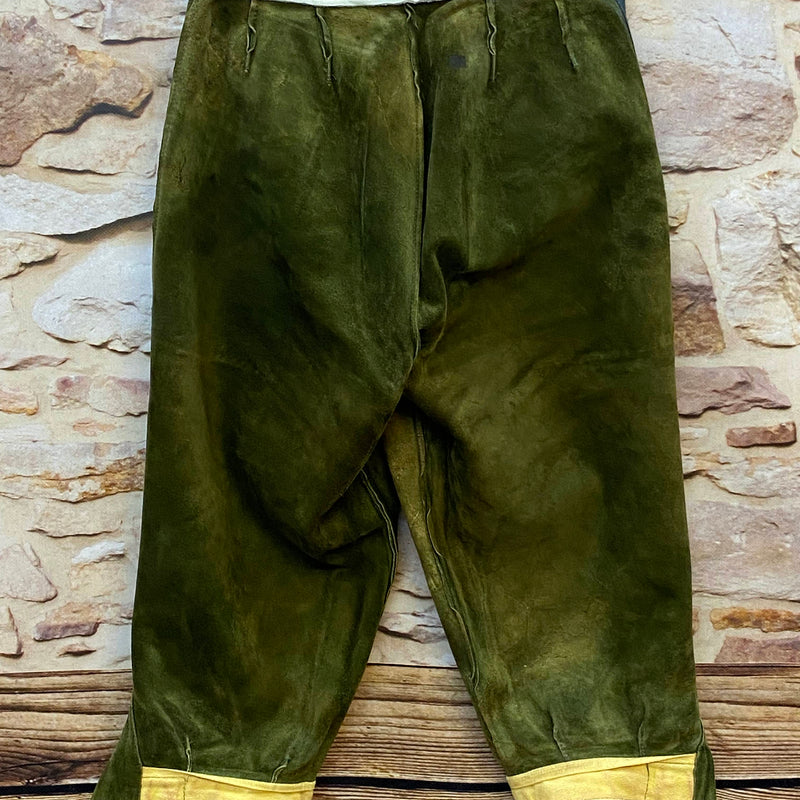 Vintage Trachtenlederhose Damen 3/4 olivgrün Gr. 32