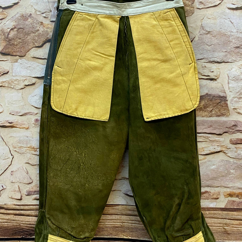 Vintage Trachtenlederhose Damen 3/4 olivgrün Gr. 32
