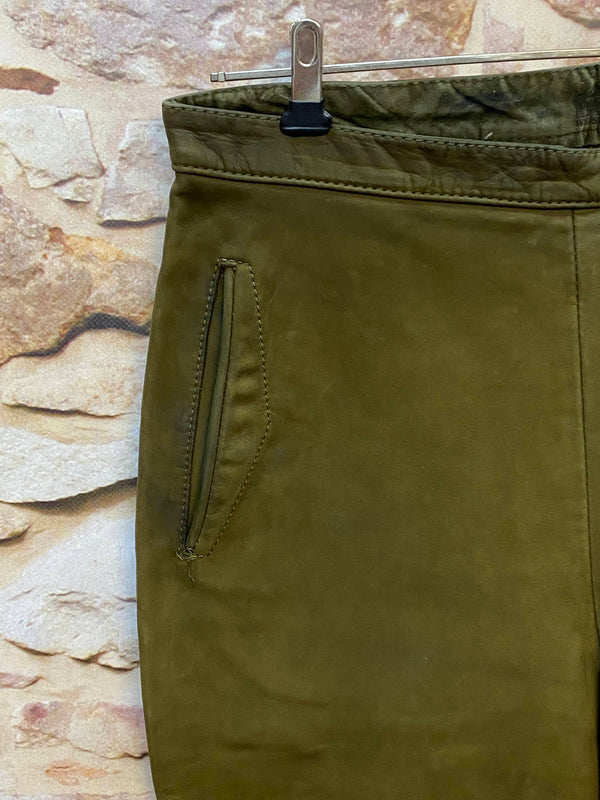 Vintage Damen Kniebundlederhose Olivgrün – ca. Gr. 44
