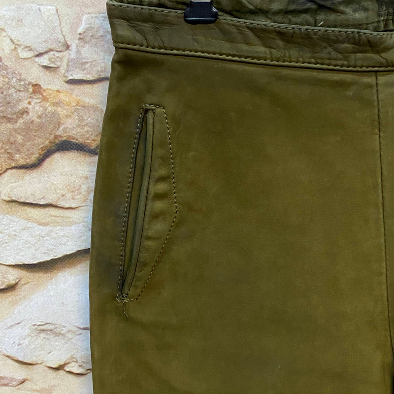 Vintage Damen Kniebundlederhose Olivgrün – ca. Gr. 44