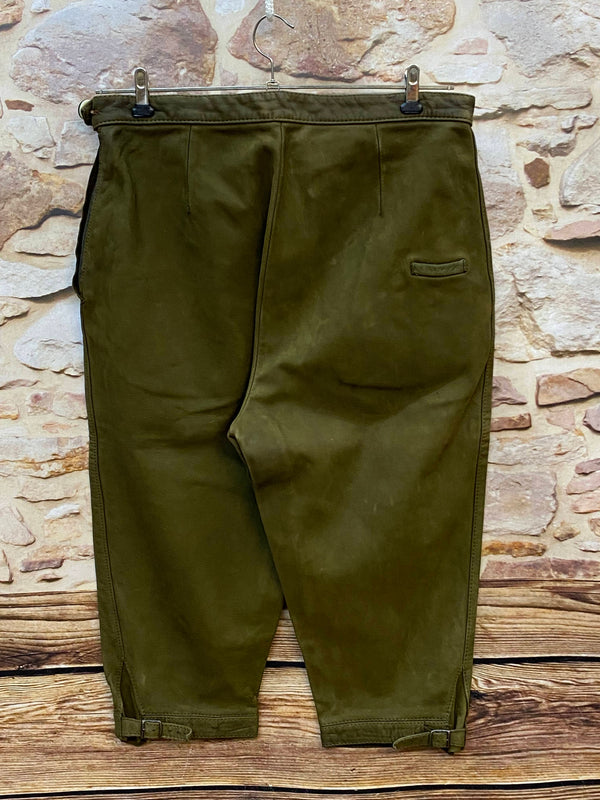Vintage Damen Kniebundlederhose Olivgrün – ca. Gr. 44