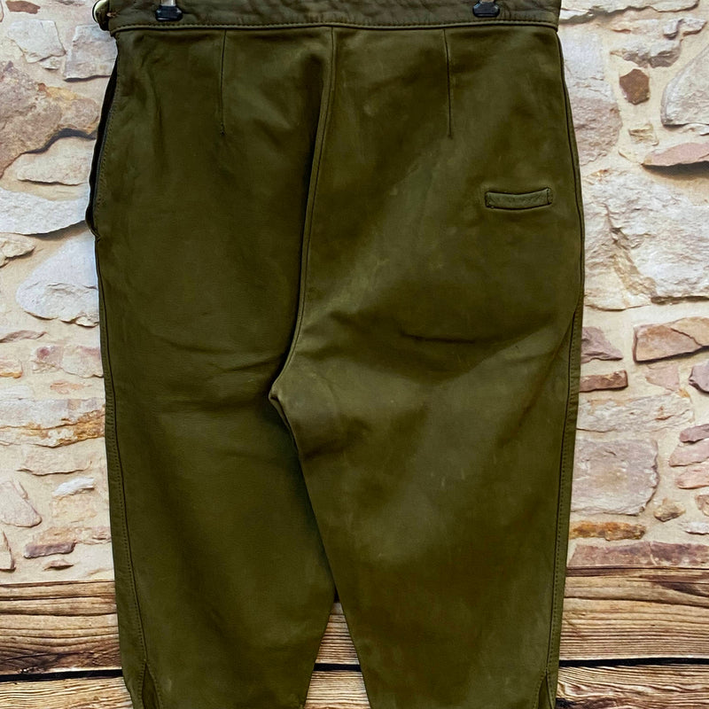 Vintage Damen Kniebundlederhose Olivgrün – ca. Gr. 44