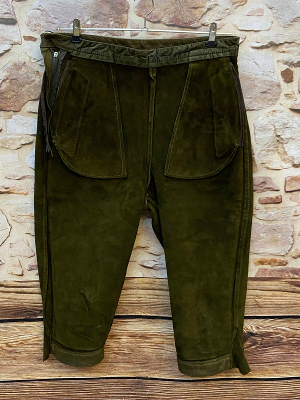 Vintage Damen Kniebundlederhose Olivgrün – ca. Gr. 44