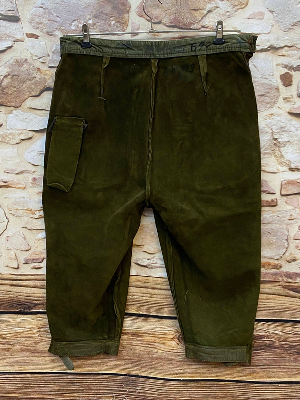 Vintage Damen Kniebundlederhose Olivgrün – ca. Gr. 44