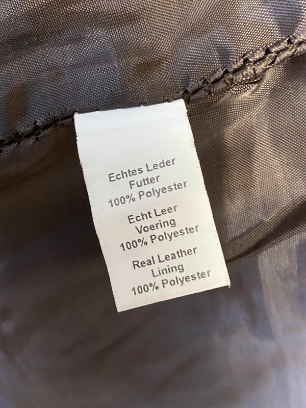 Kurze Vintage Damen Lederhose Braun bestickt – Gr. L