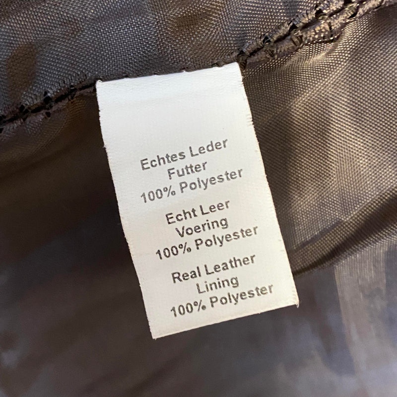 Kurze Vintage Damen Lederhose Braun bestickt – Gr. L