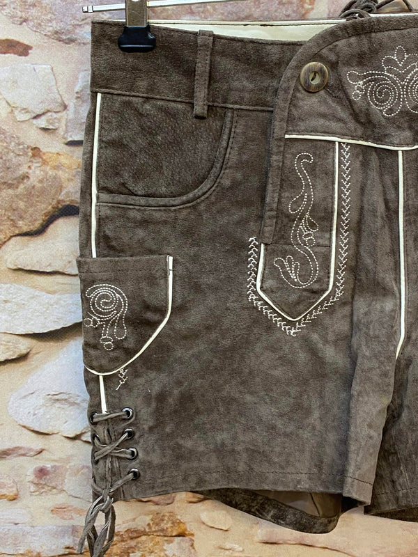 Kurze Vintage Damen Lederhose Waldschütz – Gr. 36