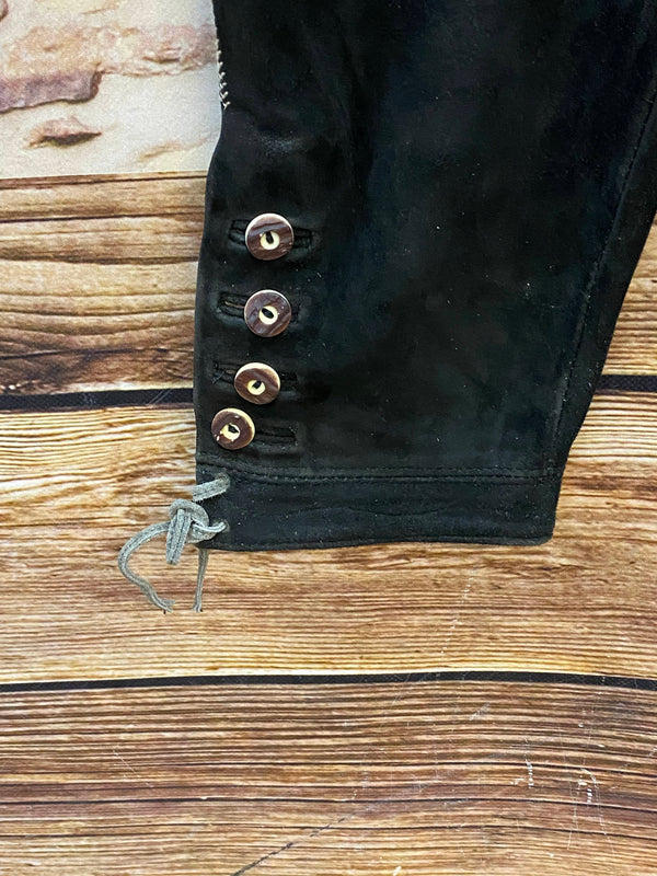 Damen Trachtenlederhose Gr. 34 – schwarz bestickt