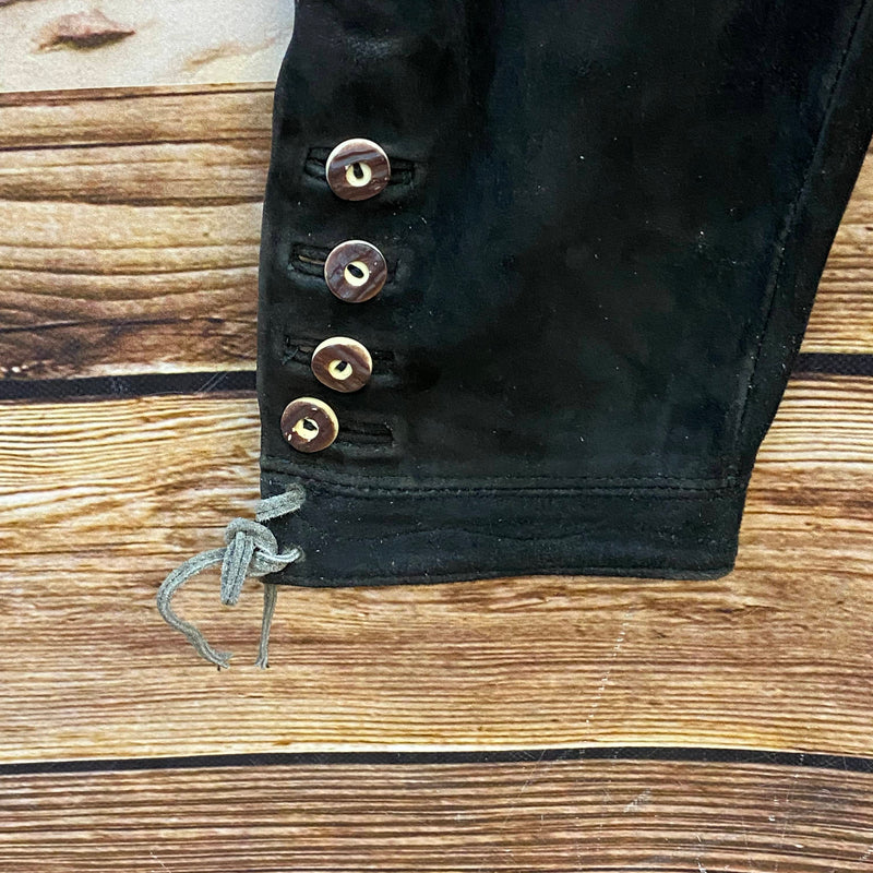 Damen Trachtenlederhose Gr. 34 – schwarz bestickt