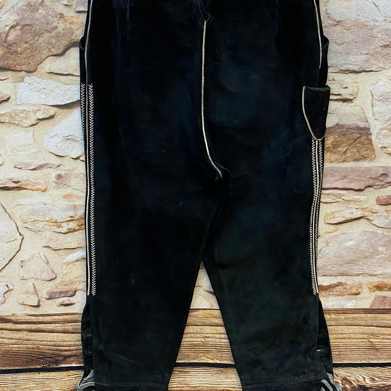 Damen Trachtenlederhose Gr. 34 – schwarz bestickt