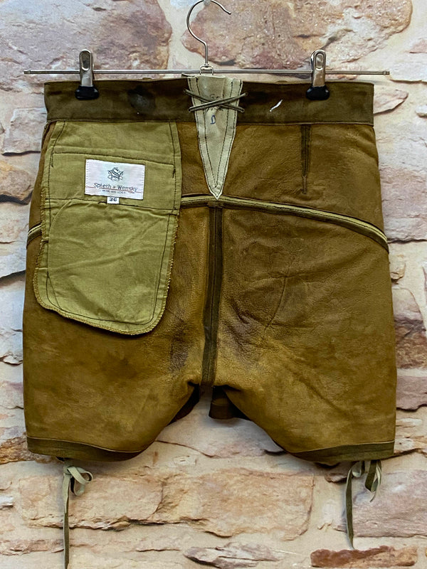 Kurze Vintage Damen Lederhose Spieth & Wensky – Gr. 36