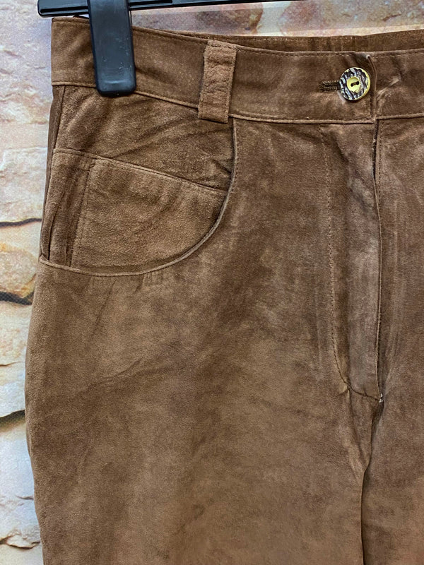 Vintage 80er/90er Damen Lederhose aus Echtleder Braun Gr. 42, Ansicht 3