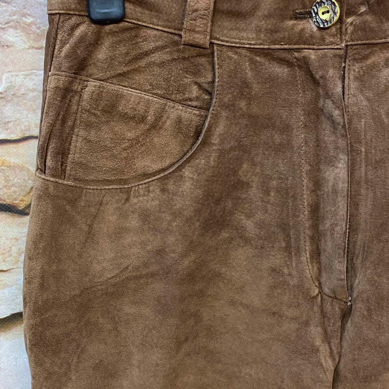 Vintage 80er/90er Damen Lederhose aus Echtleder Braun Gr. 42, Ansicht 3