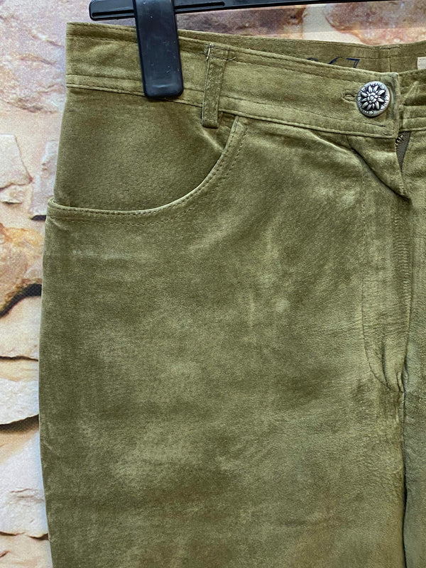 Lange Trachten-Lederhose in Olivgrün Gr.44