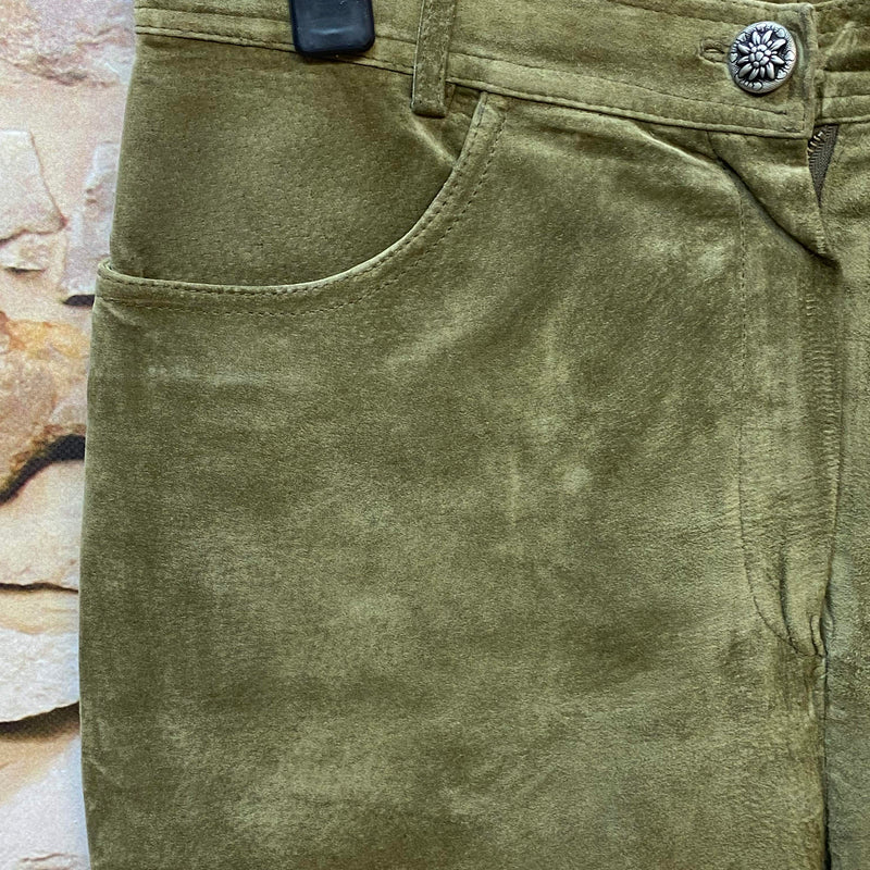 Lange Trachten-Lederhose in Olivgrün Gr.44