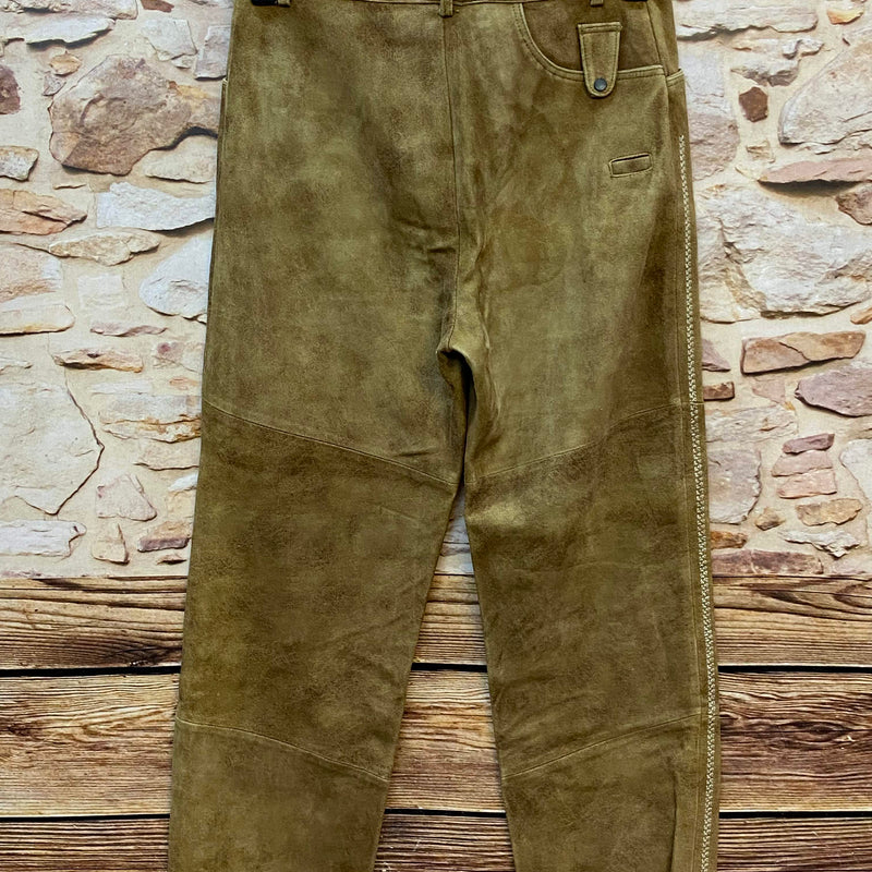 Lange Trachten Lederhose Gr. 26 aus echtem Leder in Braun Rückansicht