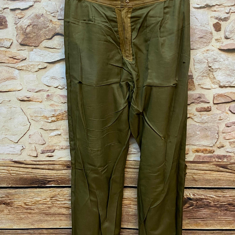 „Lange Lederhose Trachtenhose Größe 48 aus echtem Leder in olivbraun mit Beintaschen Ansicht 5“