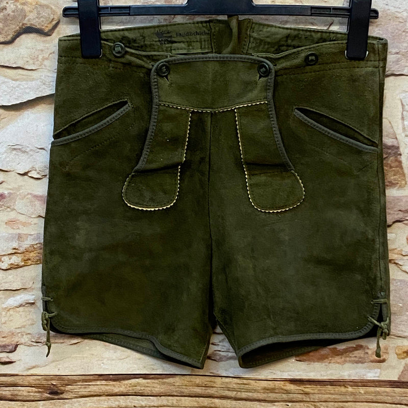 Kurze Trachtenlederhose Gr. 46 in Olivgrün aus Leder