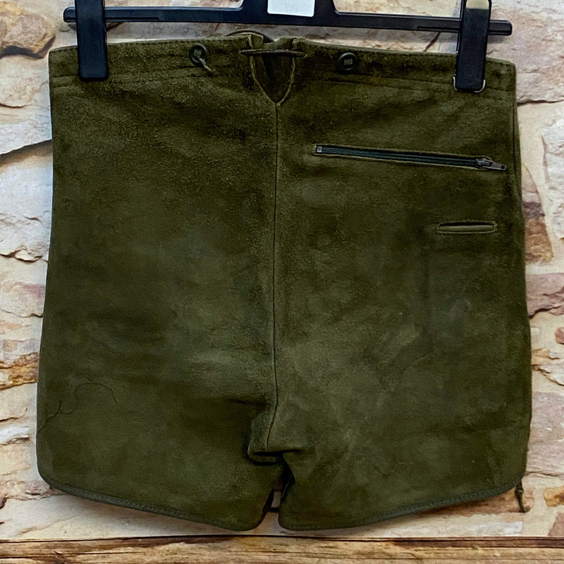 Kurze Trachtenlederhose Gr. 46 in Olivgrün aus Leder
