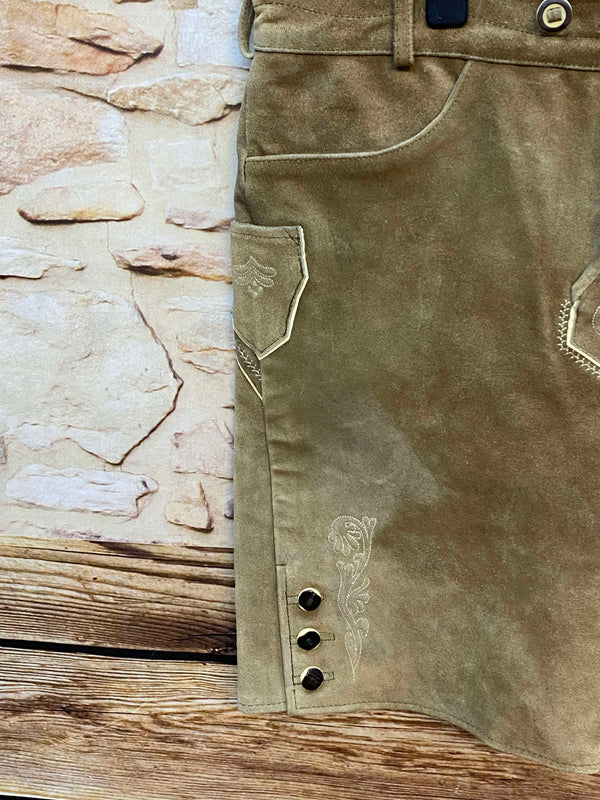 Kurze Trachtenlederhose Herren Gr. 60 – braune Kaisers Trachten Lederhose aus Echtleder, Ansicht 4
