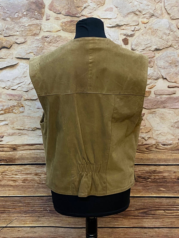 „Trachtenweste aus echtem Leder Herren braun Rückansicht Vintage“