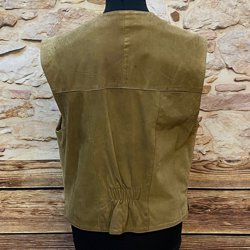 „Trachtenweste aus echtem Leder Herren braun Rückansicht Vintage“