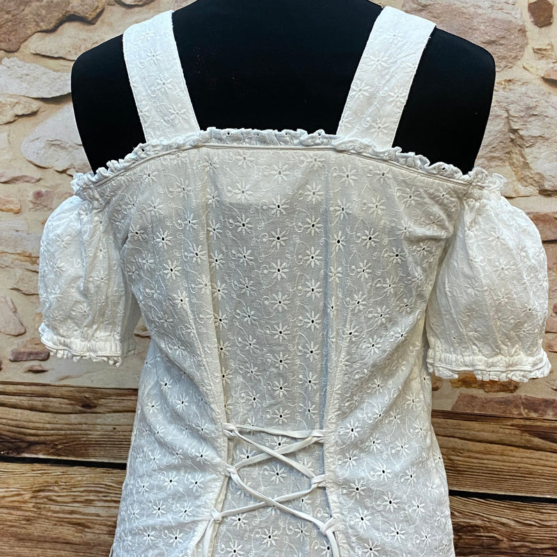 Carmenbluse mit Herzknöpfen – Größe 36