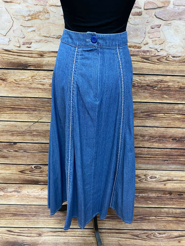 Trachten-Jeansrock Gr. 38 – Blau/Natur im Landhaus-Look
