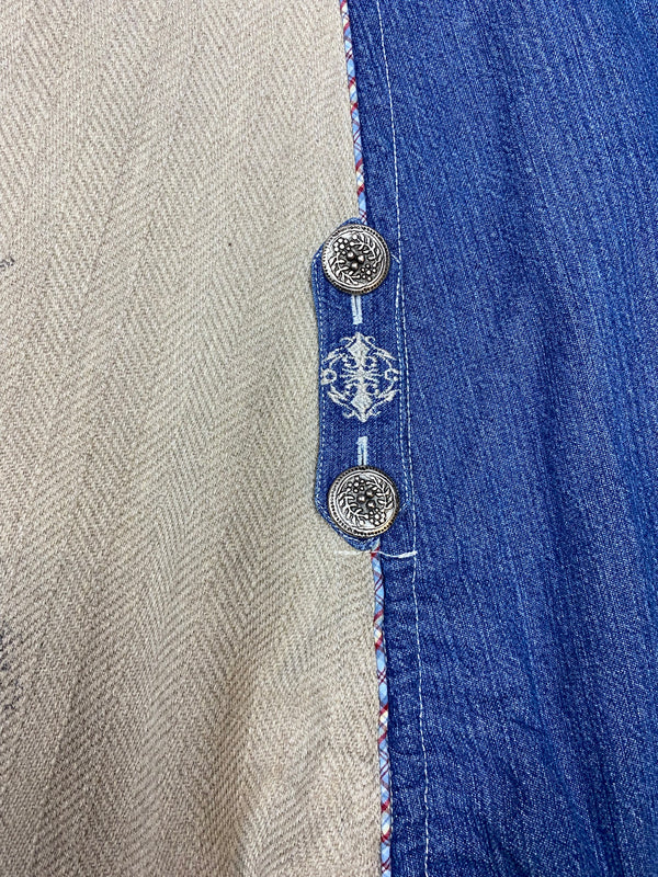 Trachten-Jeansrock Gr. 38 – Blau/Natur im Landhaus-Look