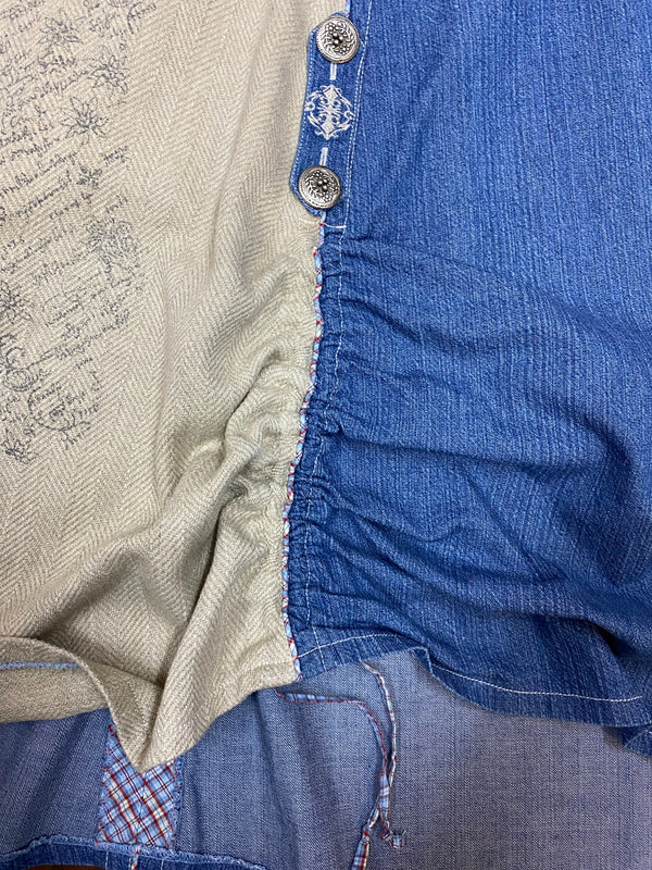 Trachten-Jeansrock Gr. 38 – Blau/Natur im Landhaus-Look
