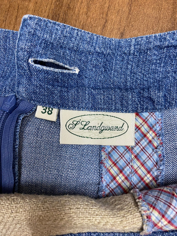 Trachten-Jeansrock Gr. 38 – Blau/Natur im Landhaus-Look