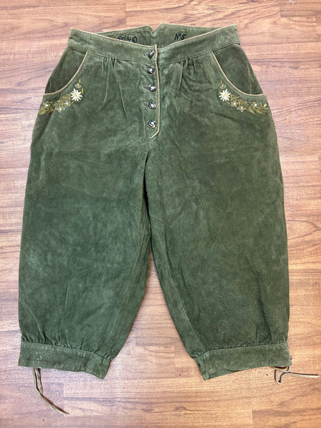 Vintage Trachten-Lederhose mit Blumenstickerei