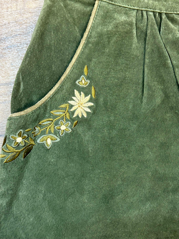 Vintage Trachten-Lederhose mit Blumenstickerei