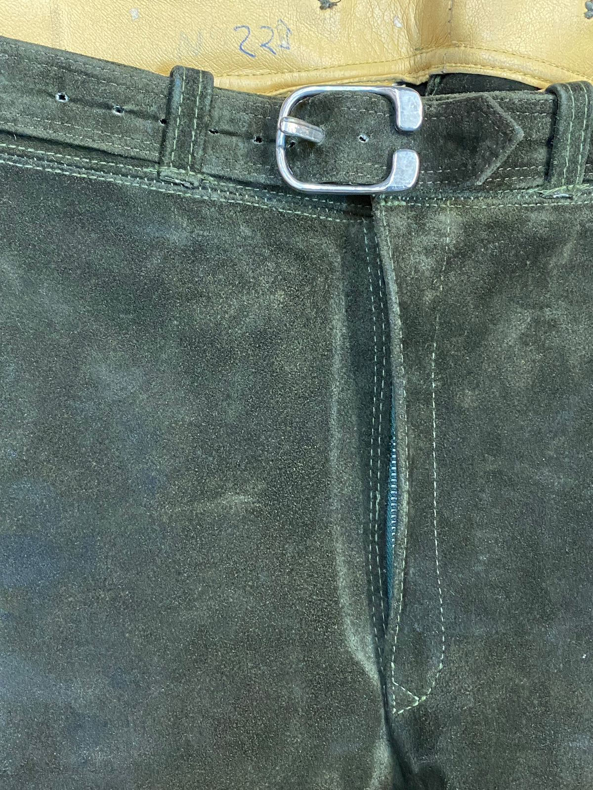 Pantalon en cuir traditionnel jusqu'aux genoux Pantalon de chasse en cuir Frankonia jusqu'aux genoux ceinture 91, taille 50