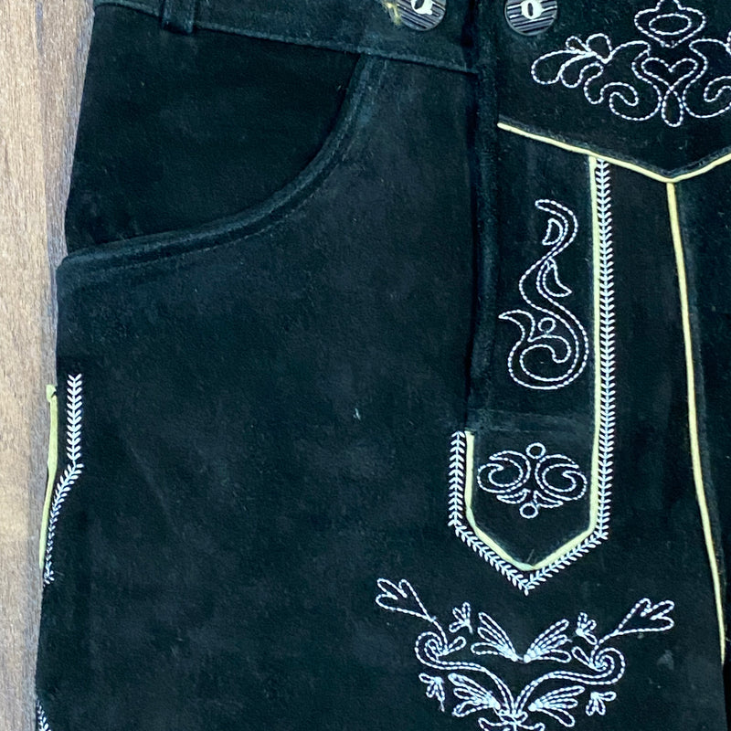 Schwarze Trachtenlederhose Kniebund Trachten  Herren Bund 102, Gr.54